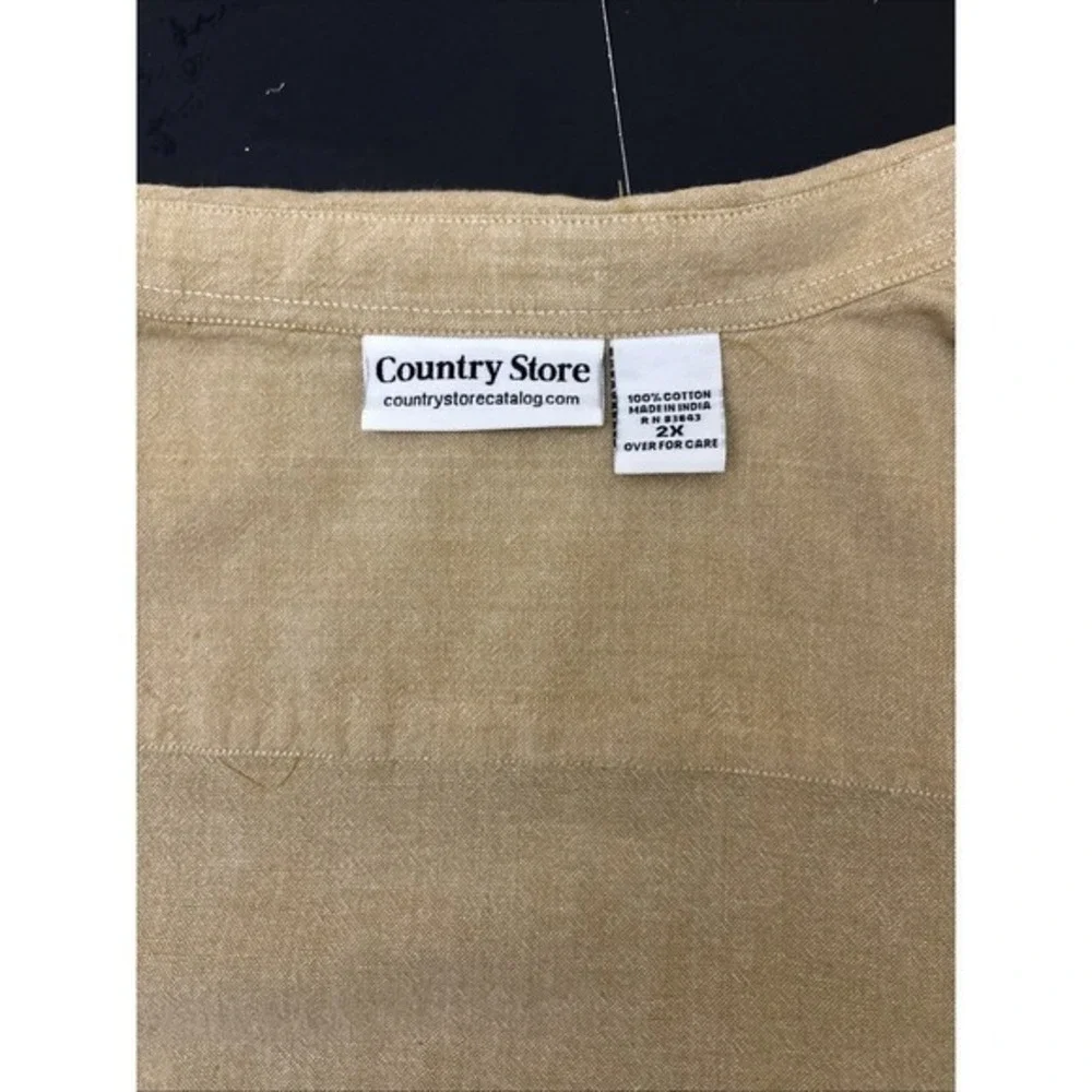 Country Store Women's Tan Button Up‎ Shirt Embroidered Pumpkins Fall Size 2X